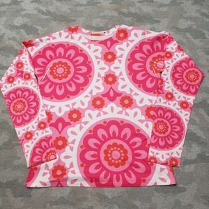 Before+Again Top Womens Medium Pink Pullover Long Sleeve Boho Festival Burn Out